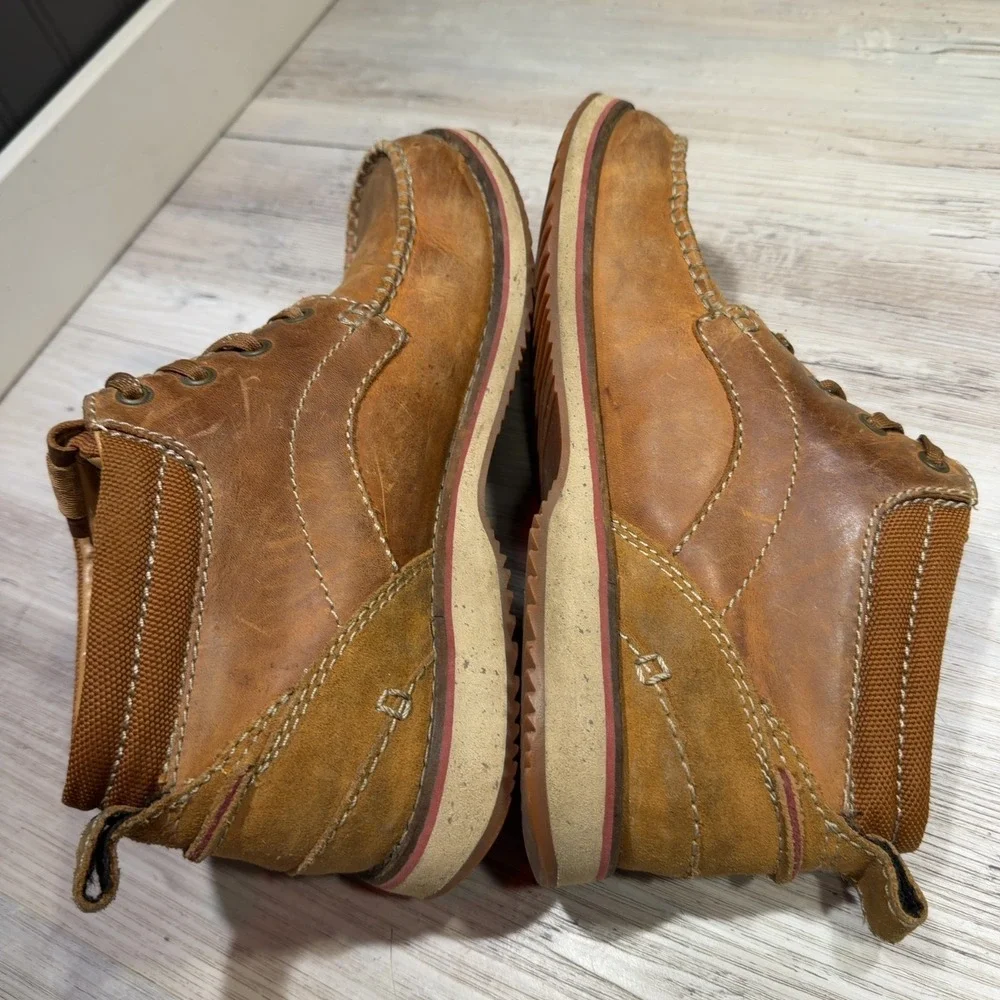 Clarks Desert Brown Leather Moc Toe Ankle Boot Lace Up Men's Size 9.5 M